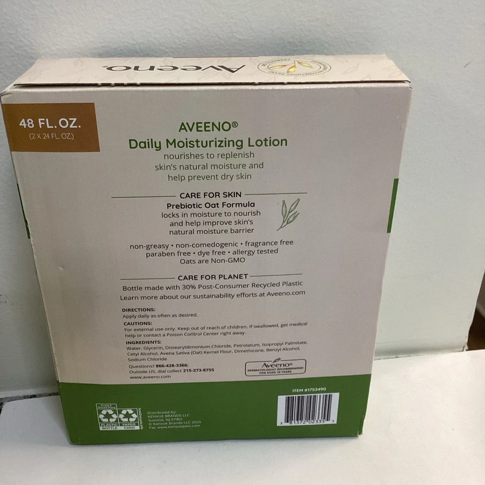 Aveeno Daily Moisturizing Body Lotion 2 x 24 Fl Oz (709g) Fragrance Free